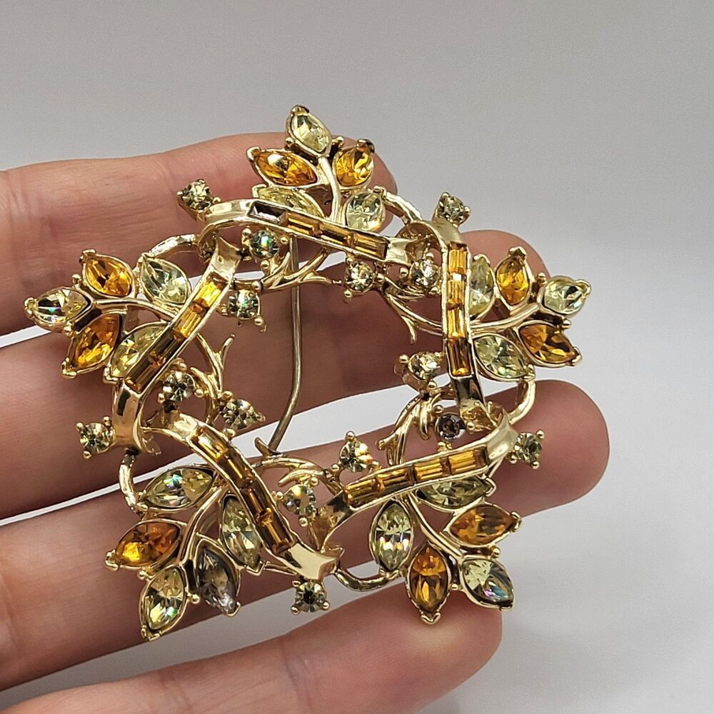 Coro Classic Mid Century Demi Parure Bracelet Brooch Openwork Autumn See Des